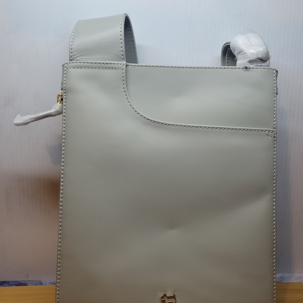 RADLEY LONDON Light Gray Smooth Leather Crossbody Bag